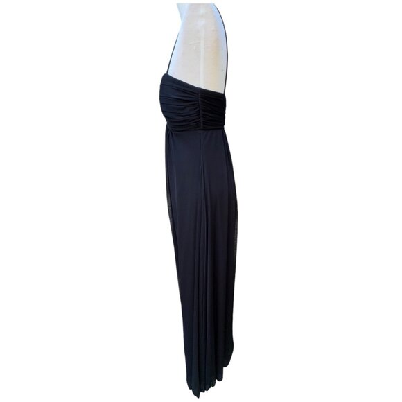 Betsy & Adam Size 6 Black Evening Gown With Rhinestone V-Neckline & Spaghetti St - Picture 10 of 12